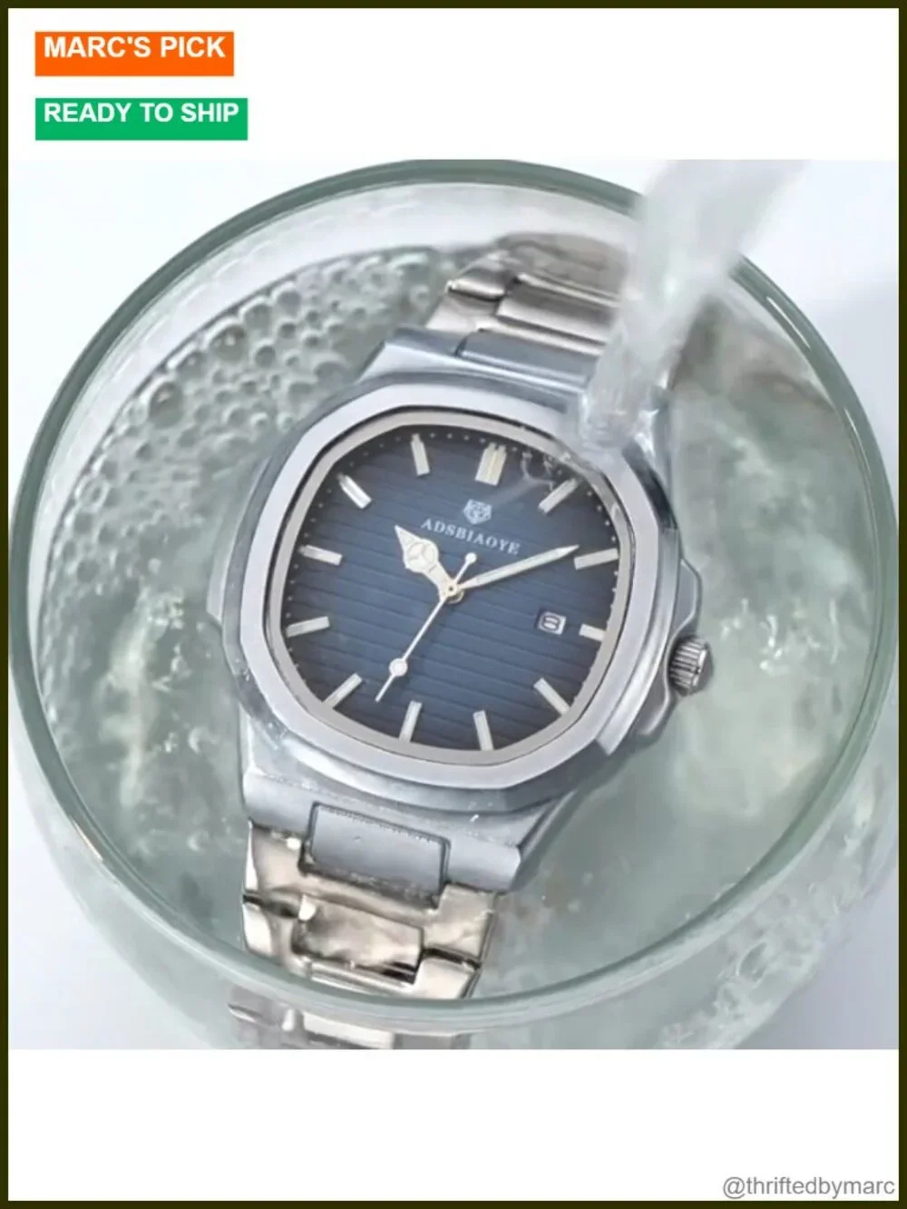 Men's Classic Square Watch Stainless Steel Analog Quartz Date Luminous Hands